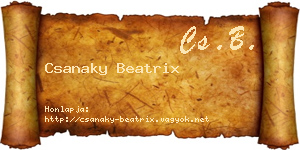 Csanaky Beatrix névjegykártya